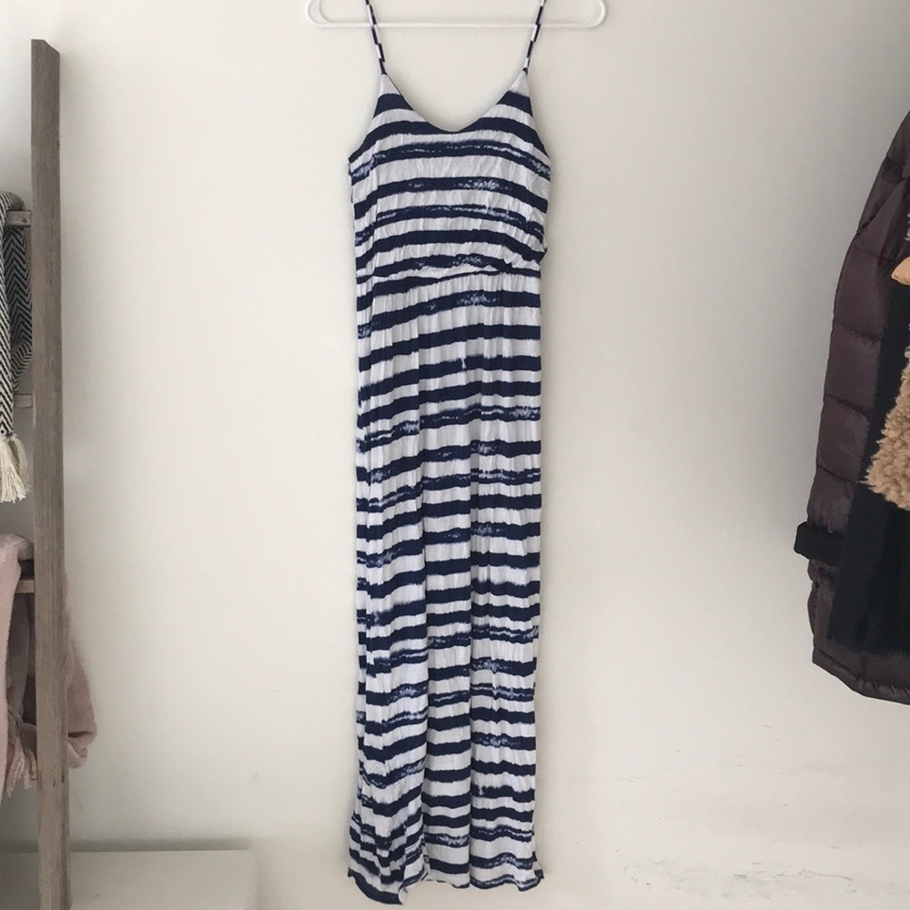 Navy and white cotton maxi dress